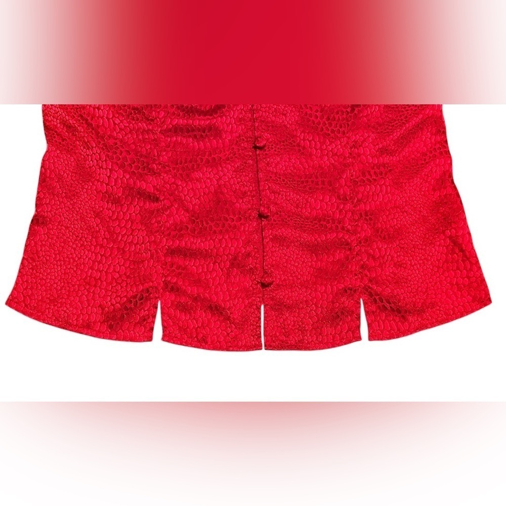 2 pc Valerie Stevens Metallic Red Animal Print Camisole Short Pajama Set Size S - Picture 7 of 11